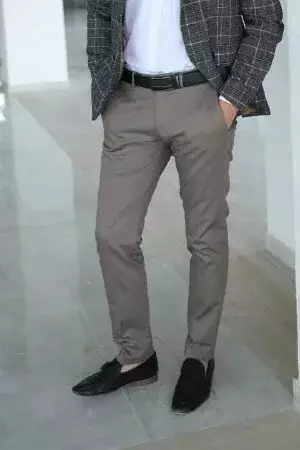 Штани чоловічі бежеві однотонні з вовни