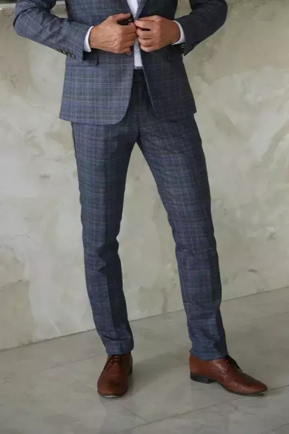 Штани чоловічі сині в клітинку