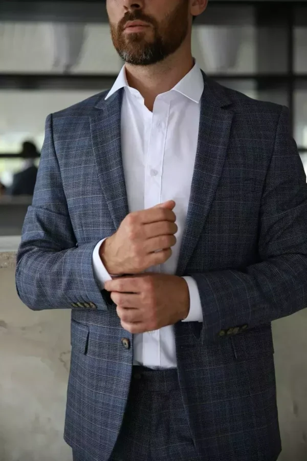 Піджак чоловічий синій в клітинку