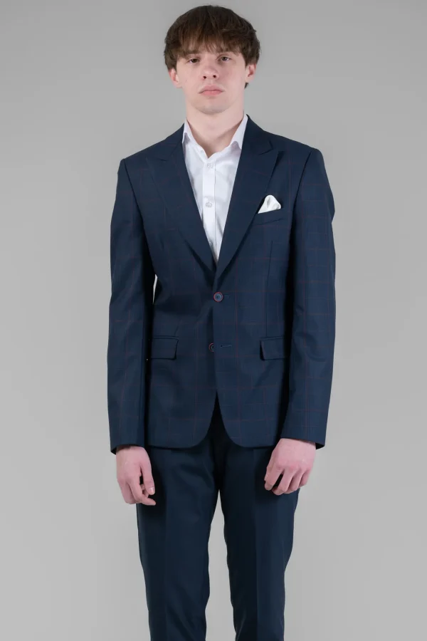 Костюм чоловічий синій у клітинку