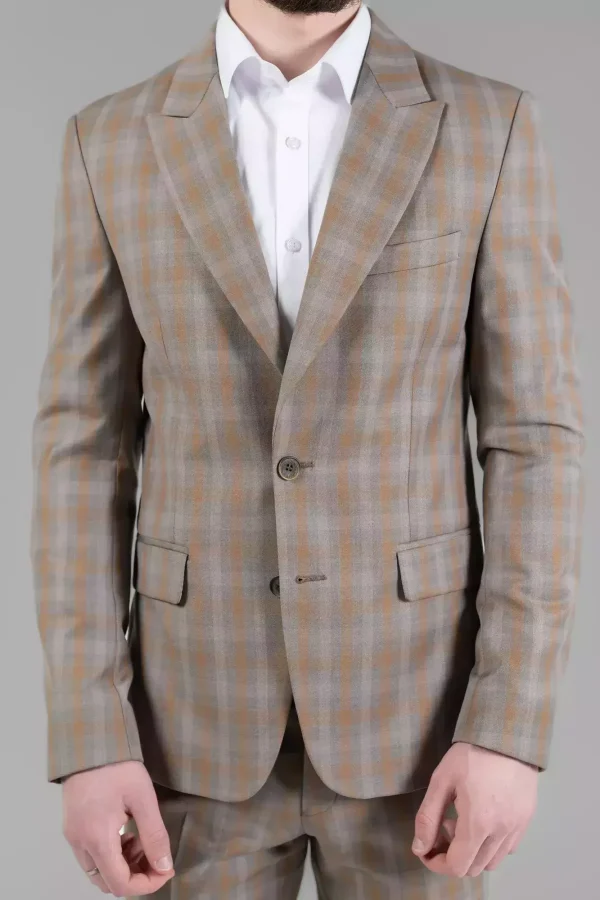 Піджак чоловічий коричневий в клітинку