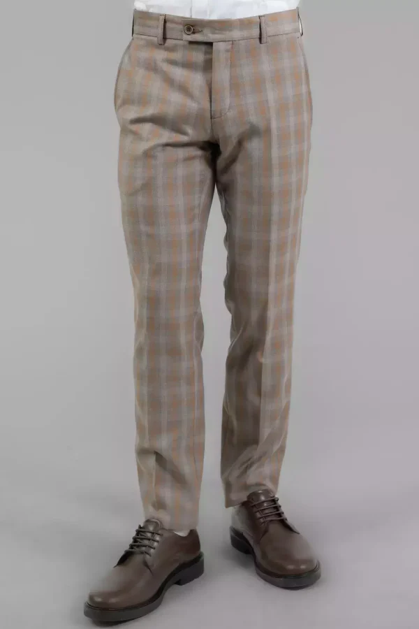 Штани чоловічі коричневі в клітинку