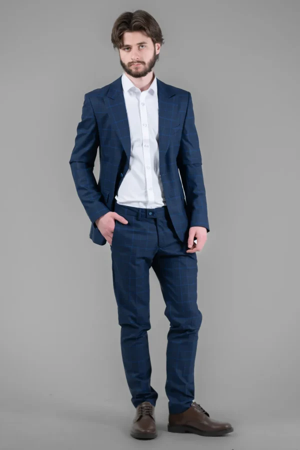 Костюм чоловічий синій у клітинку