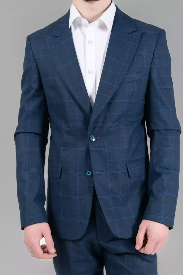 Піджак чоловічий синій в клітинку
