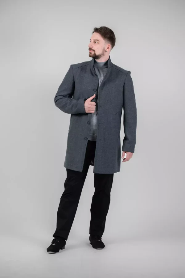 Пальто чоловіче сіре однотонне осінь-зима