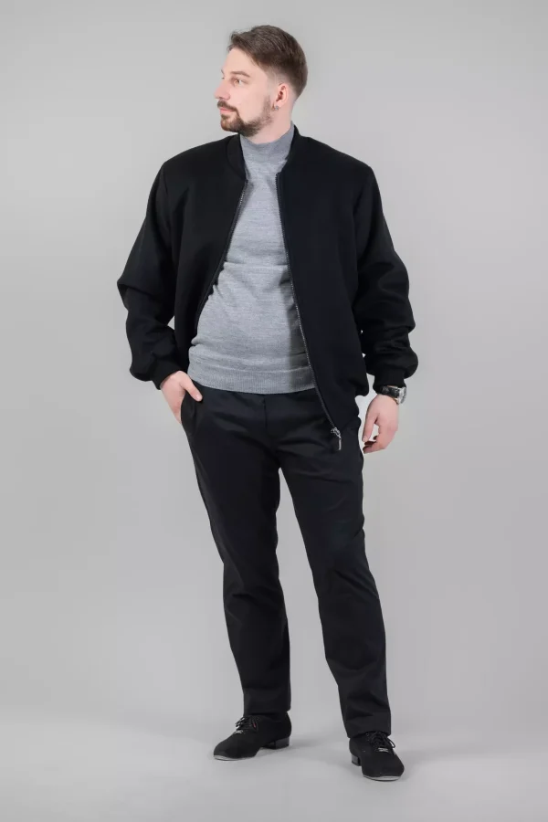 Куртка чоловіча чорна однотонна з вовни