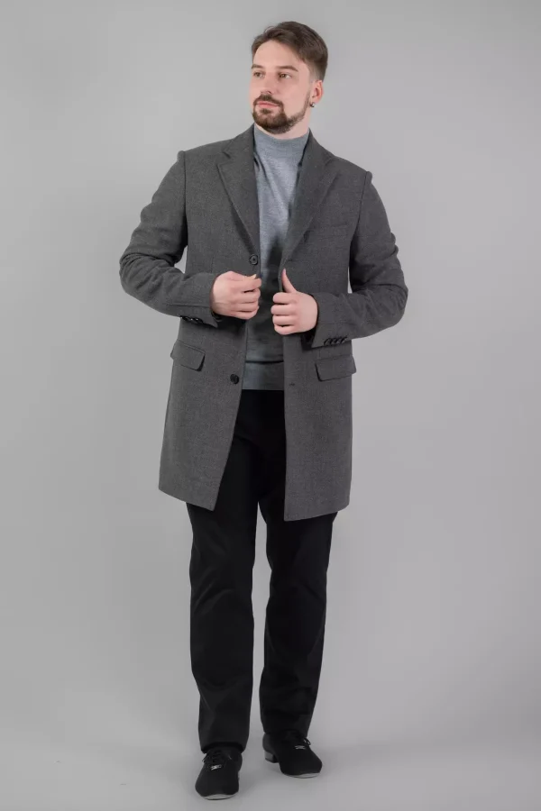 Пальто чоловіче коричневе однотонне