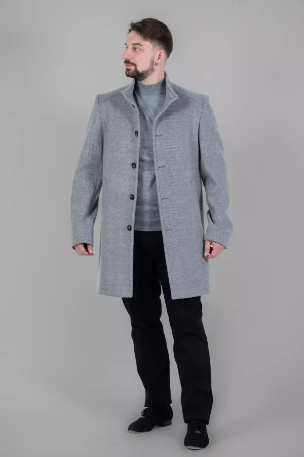 Пальто чоловіче сіре однотонне осінь-зима