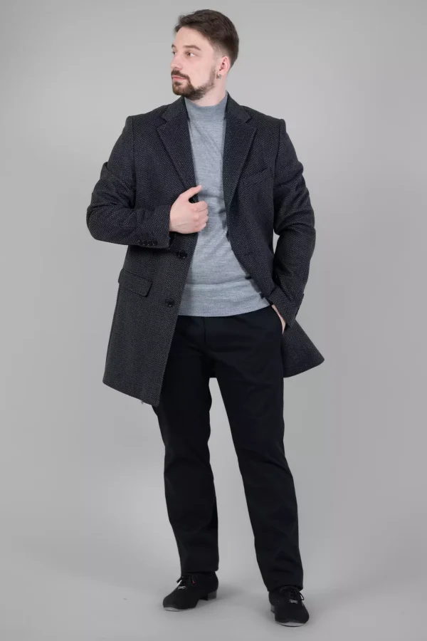 Пальто чоловіче сіре з візерунком кашка