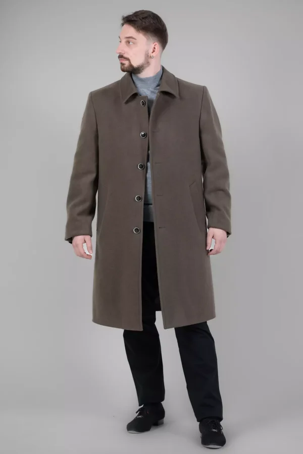 Пальто чоловіче бежеве однотонне осінь-зима
