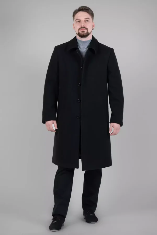 Пальто чоловіче чорне однотонне осінь-зима
