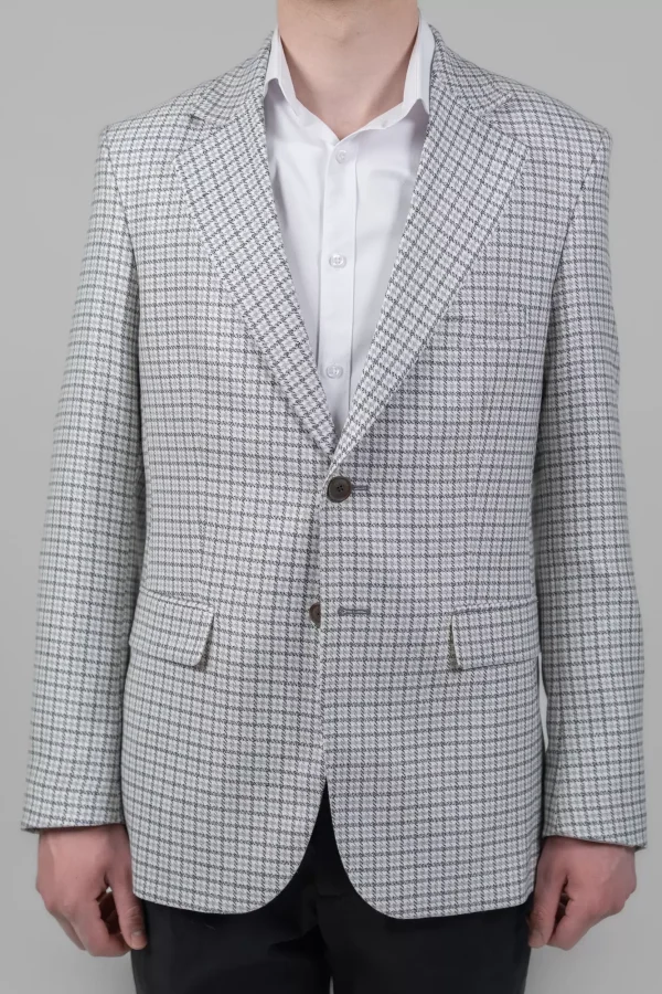 Піджак чоловічий білий з чорною клітинкою