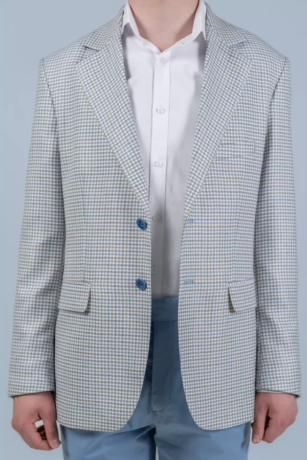Піджак чоловічий білий з голубою клітинкою