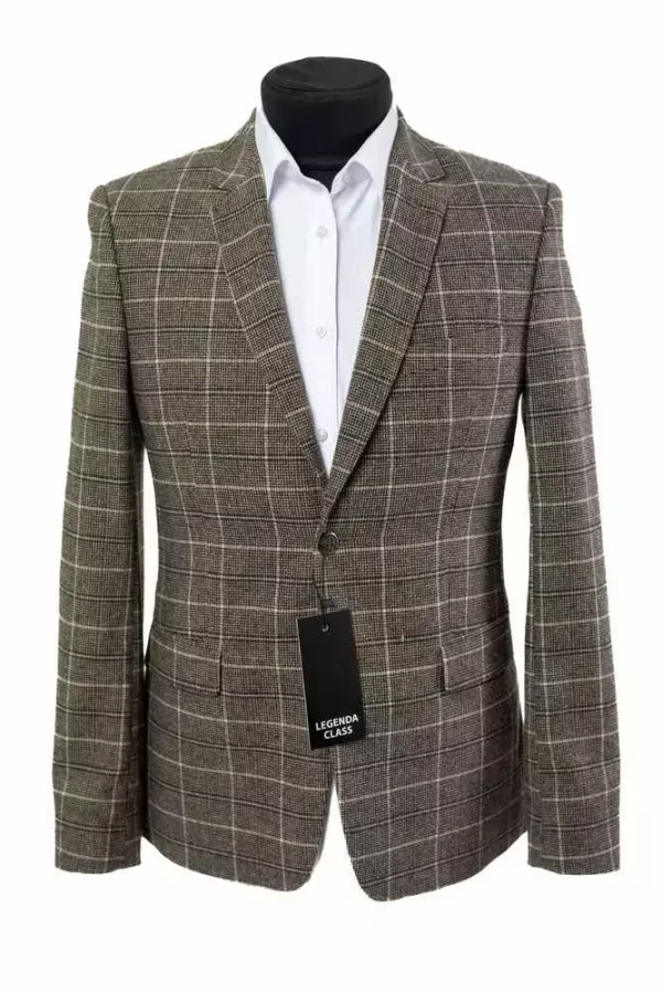 Піджак чоловічий коричневий в клітинку