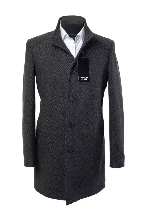Пальто чоловіче сіре однотонне осінь-зима