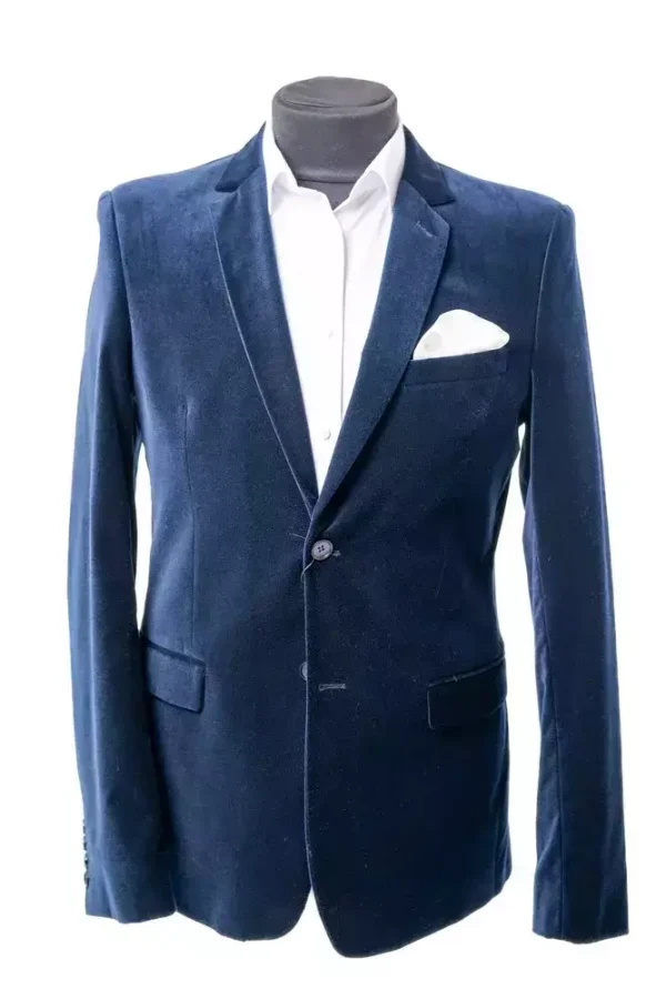 Піджак чоловічий синій однотонний з велюру