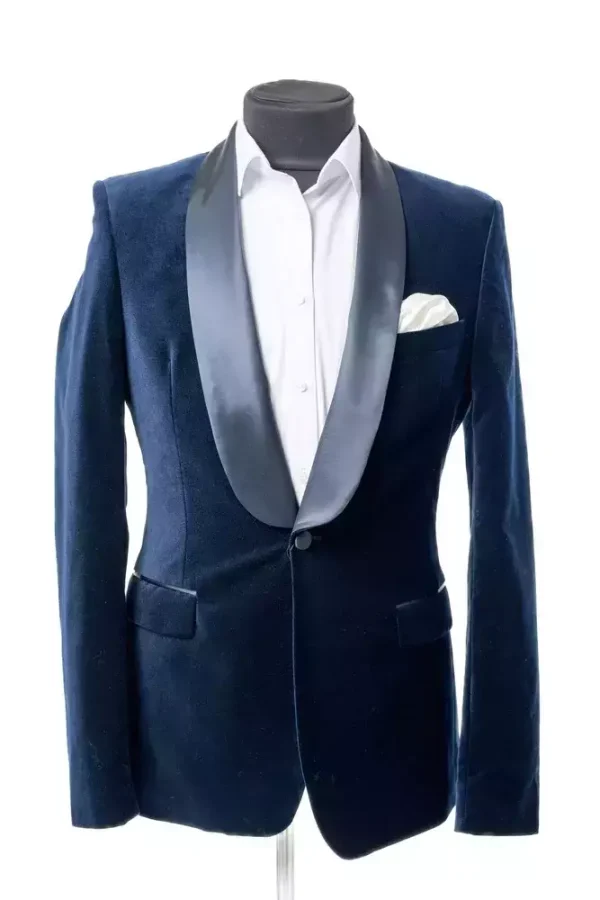 Піджак чоловічий синій однотонний з велюру