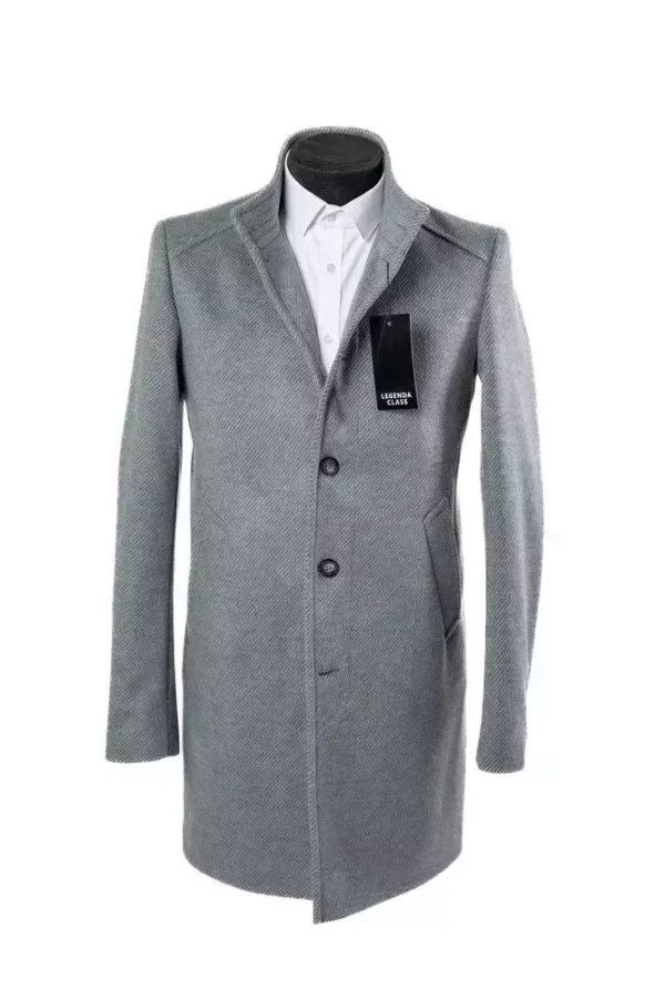Пальто чоловіче сіре однотонне осінь-зима
