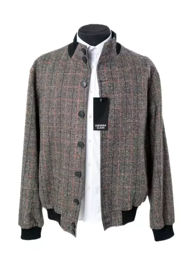 Куртка чоловіча коричнева в клітинку з вовни