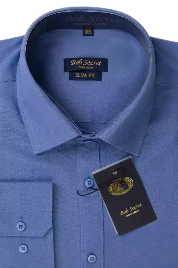 Сорочка чоловіча синя однотонна