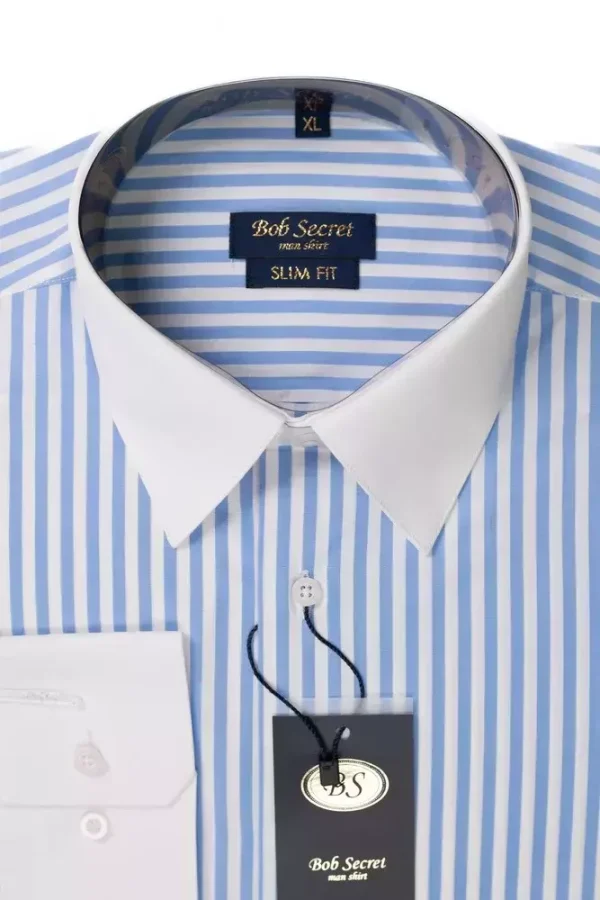 Сорочка чоловіча синя у смужку
