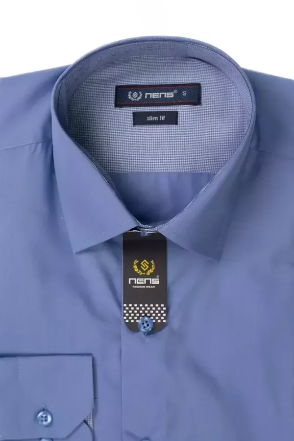 Сорочка чоловіча синя однотонна