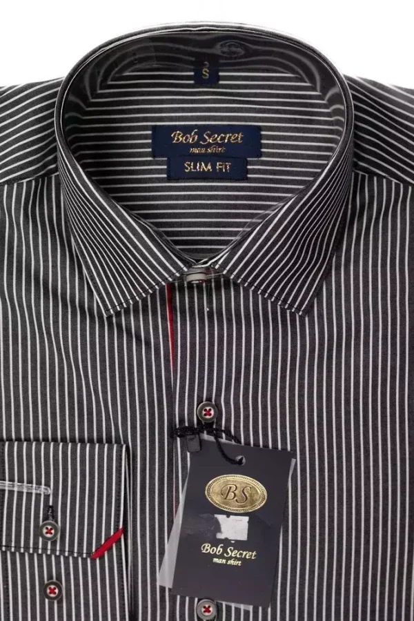 Сорочка чоловіча чорна у смужку