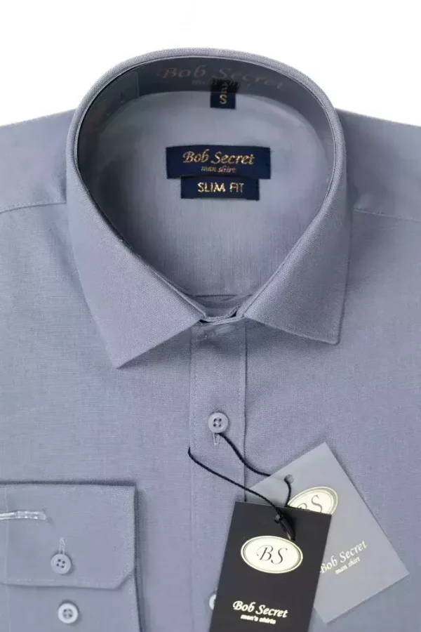Сорочка чоловіча сіро-синій однотонна