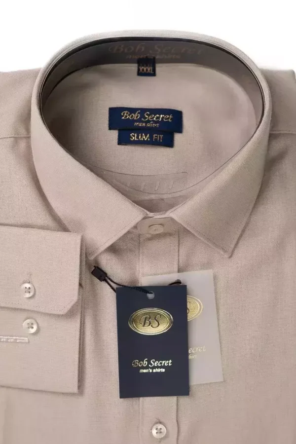 Сорочка чоловіча бежева однотонна