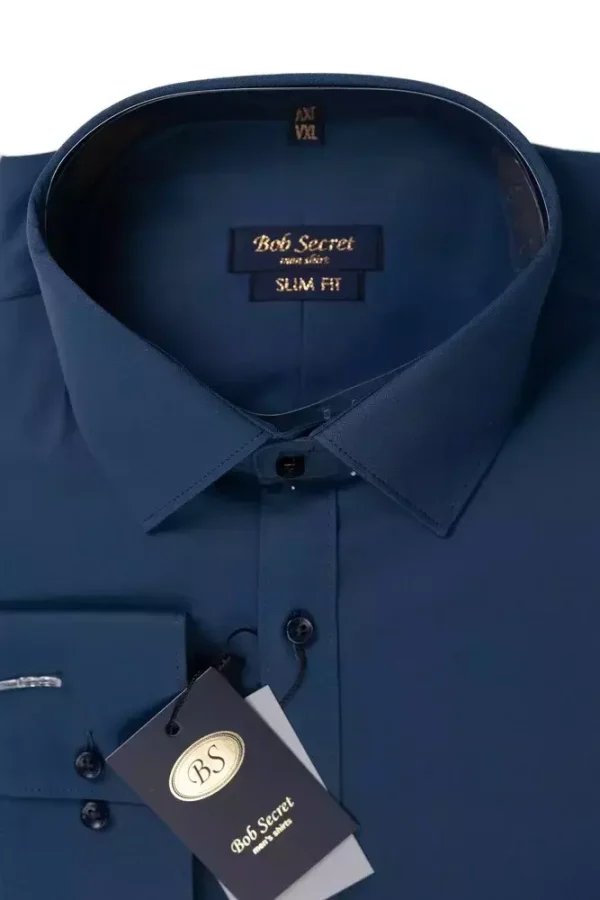 Сорочка чоловіча синя однотонна