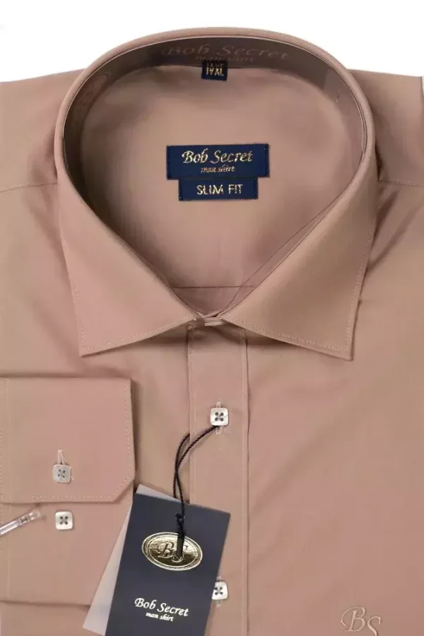 Сорочка чоловіча бежева однотонна