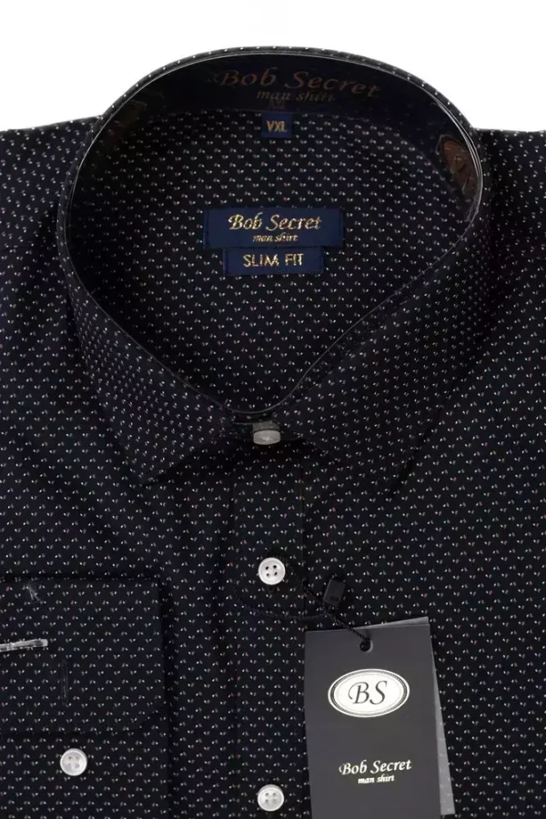 Сорочка чоловіча чорна в крапку