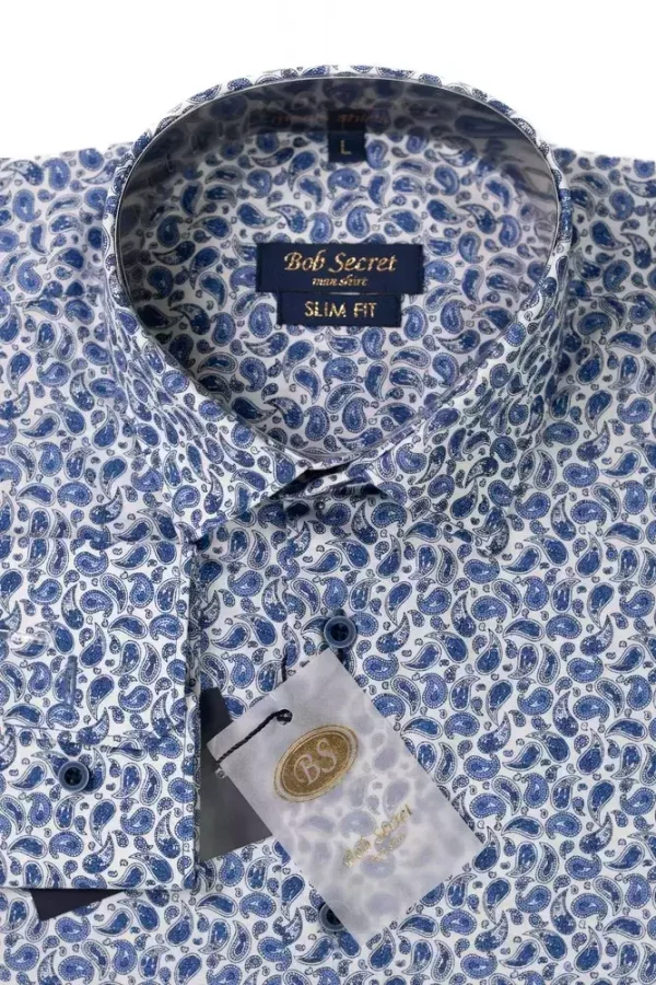 Сорочка чоловіча синя з візерунком пейслі