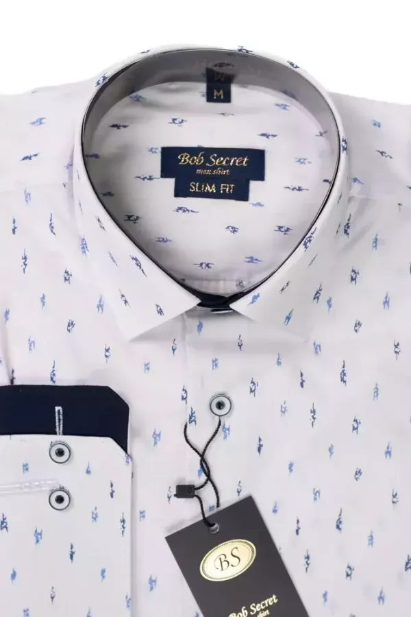 Сорочка чоловіча біла з абстрактним принтом