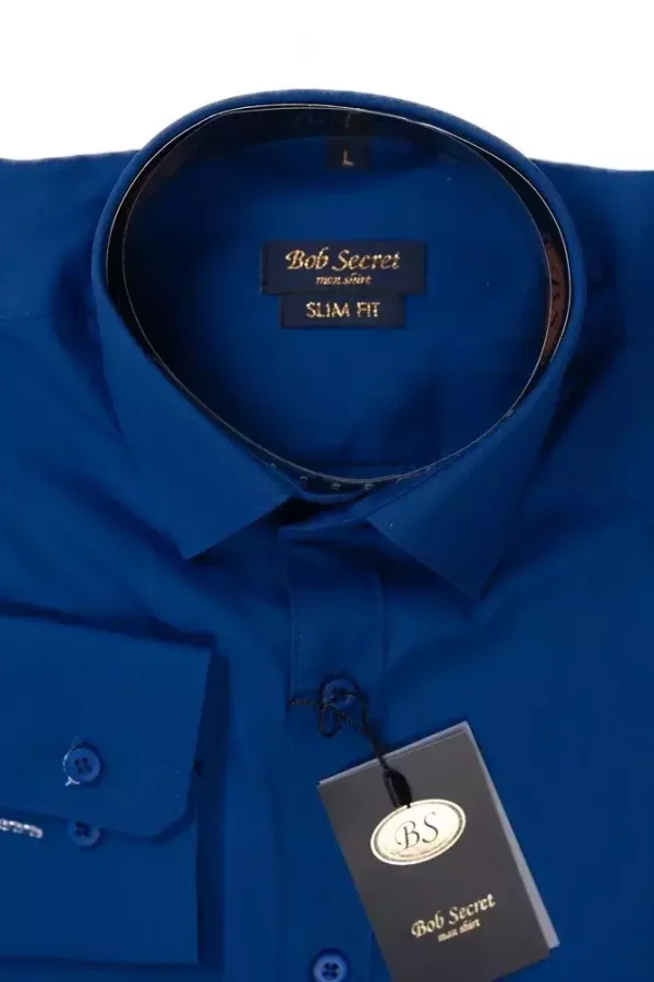 Сорочка чоловіча синя однотонна