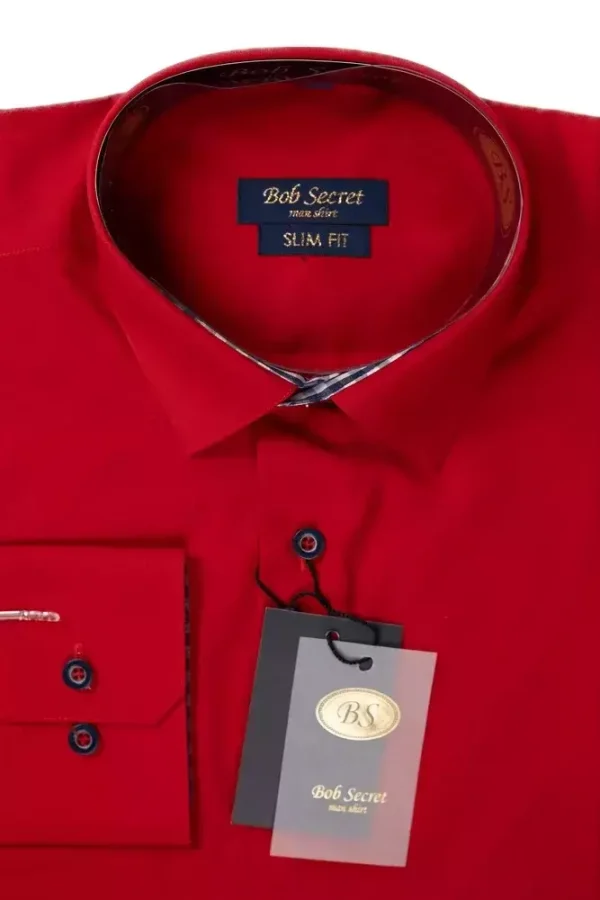 Сорочка чоловіча червона однотонна
