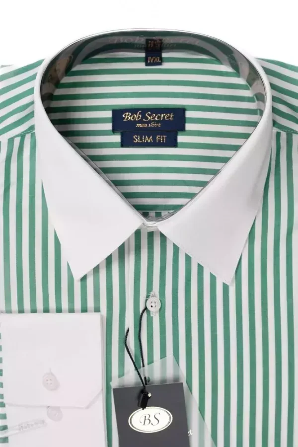 Сорочка чоловіча зелена у смужку