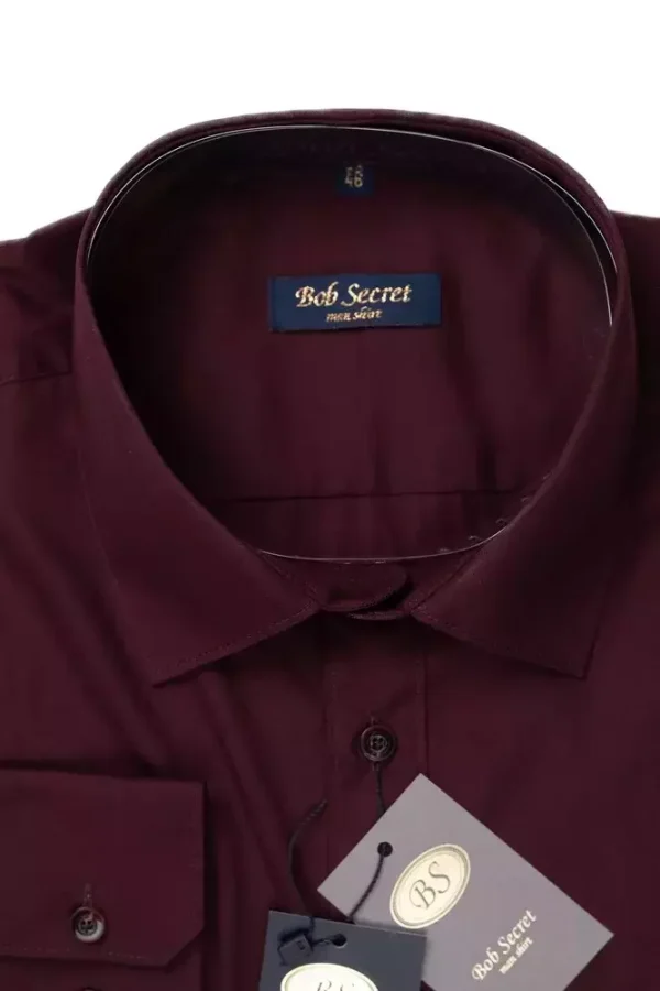 Сорочка чоловіча бордова однотонна