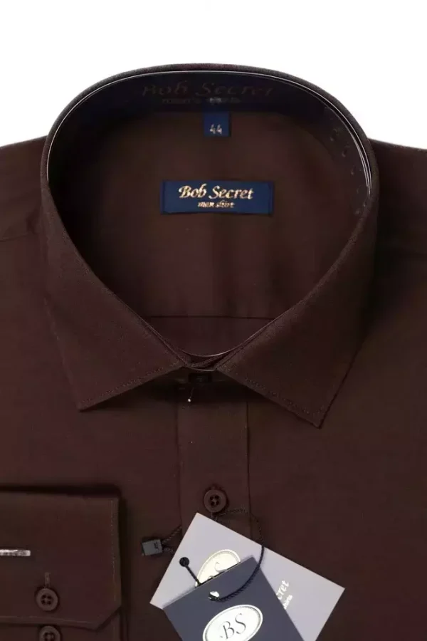 Сорочка чоловіча коричнева однотонна