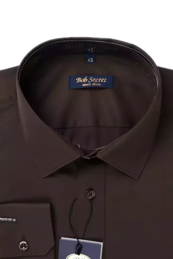Сорочка чоловіча коричнева однотонна