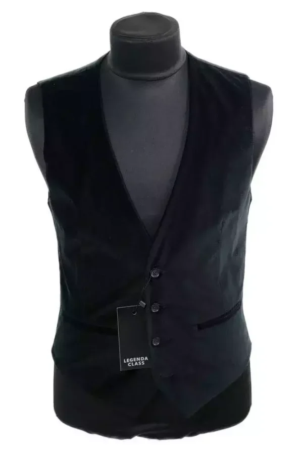 Жилетка чоловіча чорна в клітинку з велюру