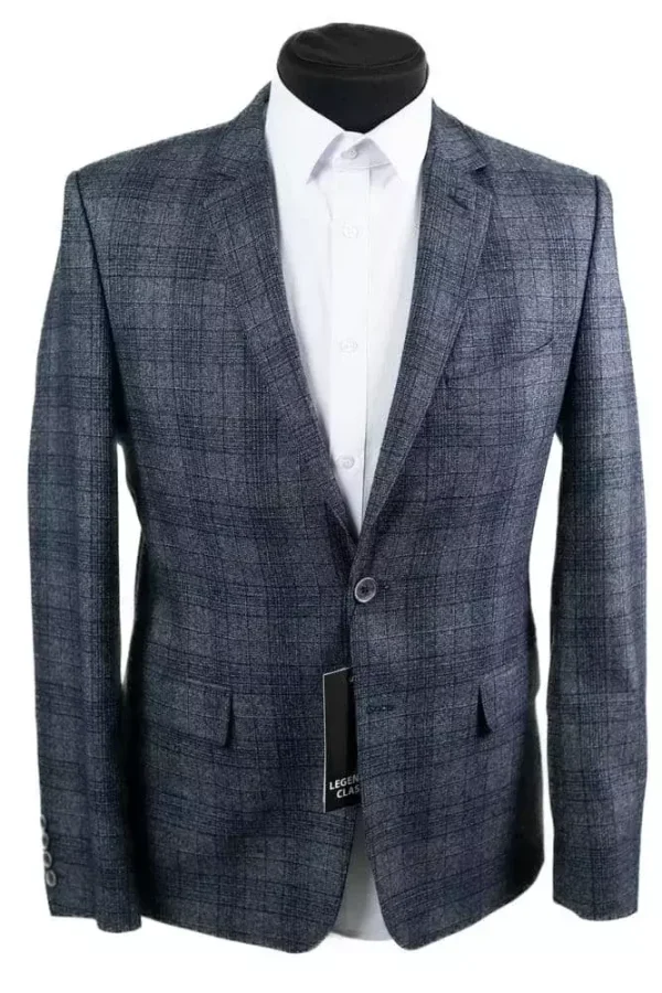 Піджак чоловічий сірий в клітинку з вовни