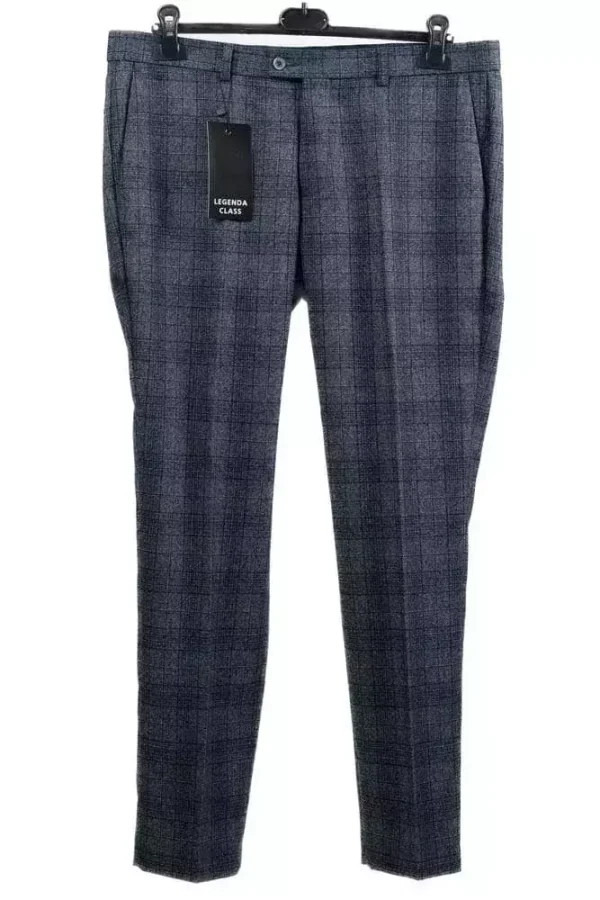 Штани чоловічі сірі в клітинку з вовни