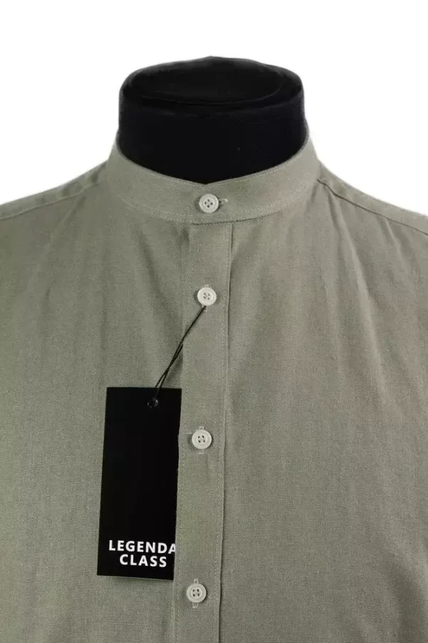 Сорочка чоловіча зелена однотонна з котону