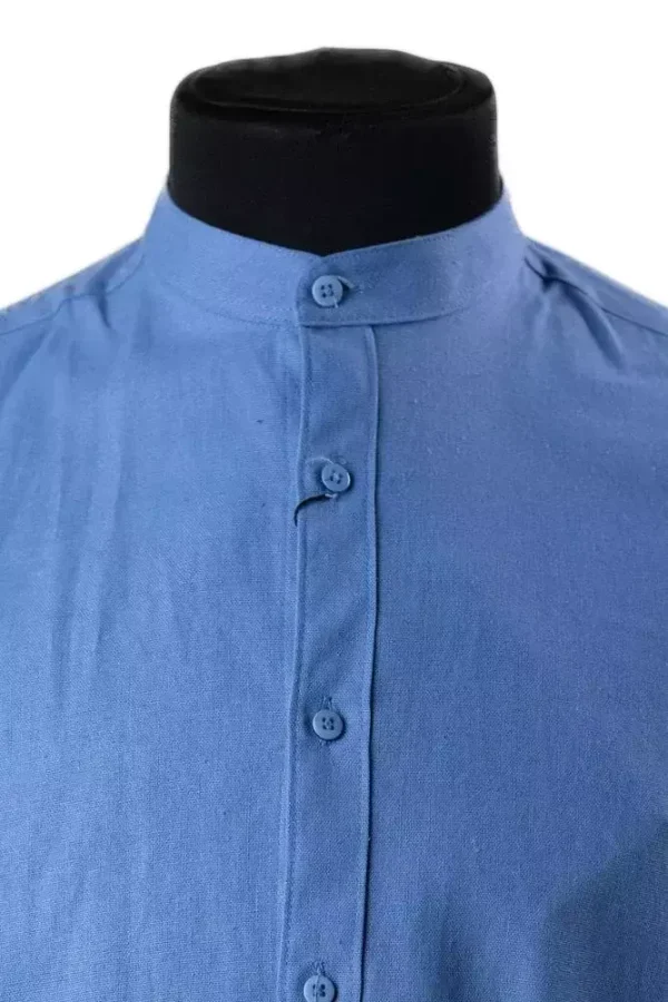 Сорочка чоловіча синя однотонна з котону