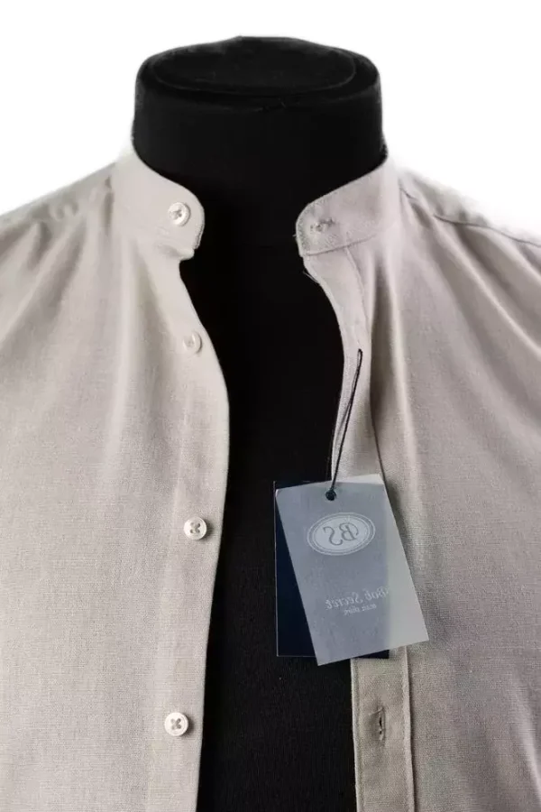 Сорочка чоловіча бежева однотонна з котону