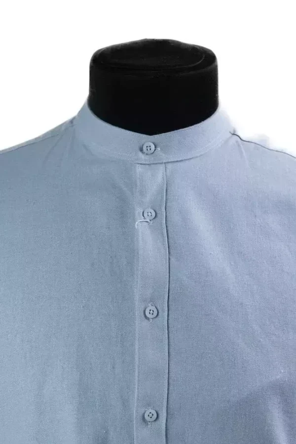 Сорочка чоловіча блакитна однотонна з котону