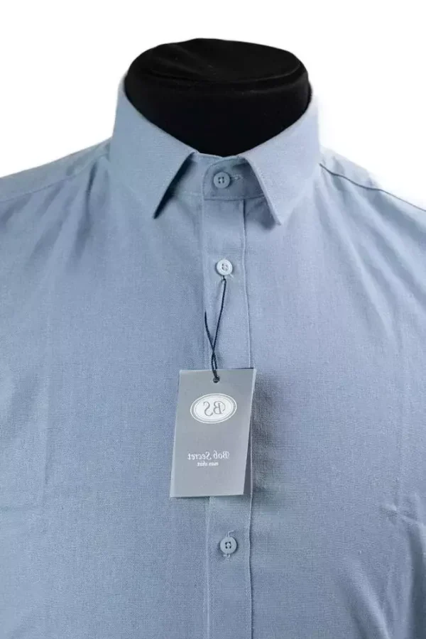 Сорочка чоловіча блакитна однотонна з котону