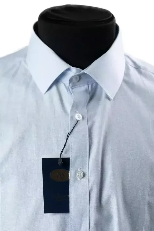 Сорочка чоловіча блакитна однотонна з котону