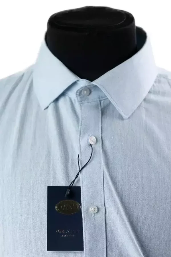 Сорочка чоловіча сіро-голубий однотонна з котону